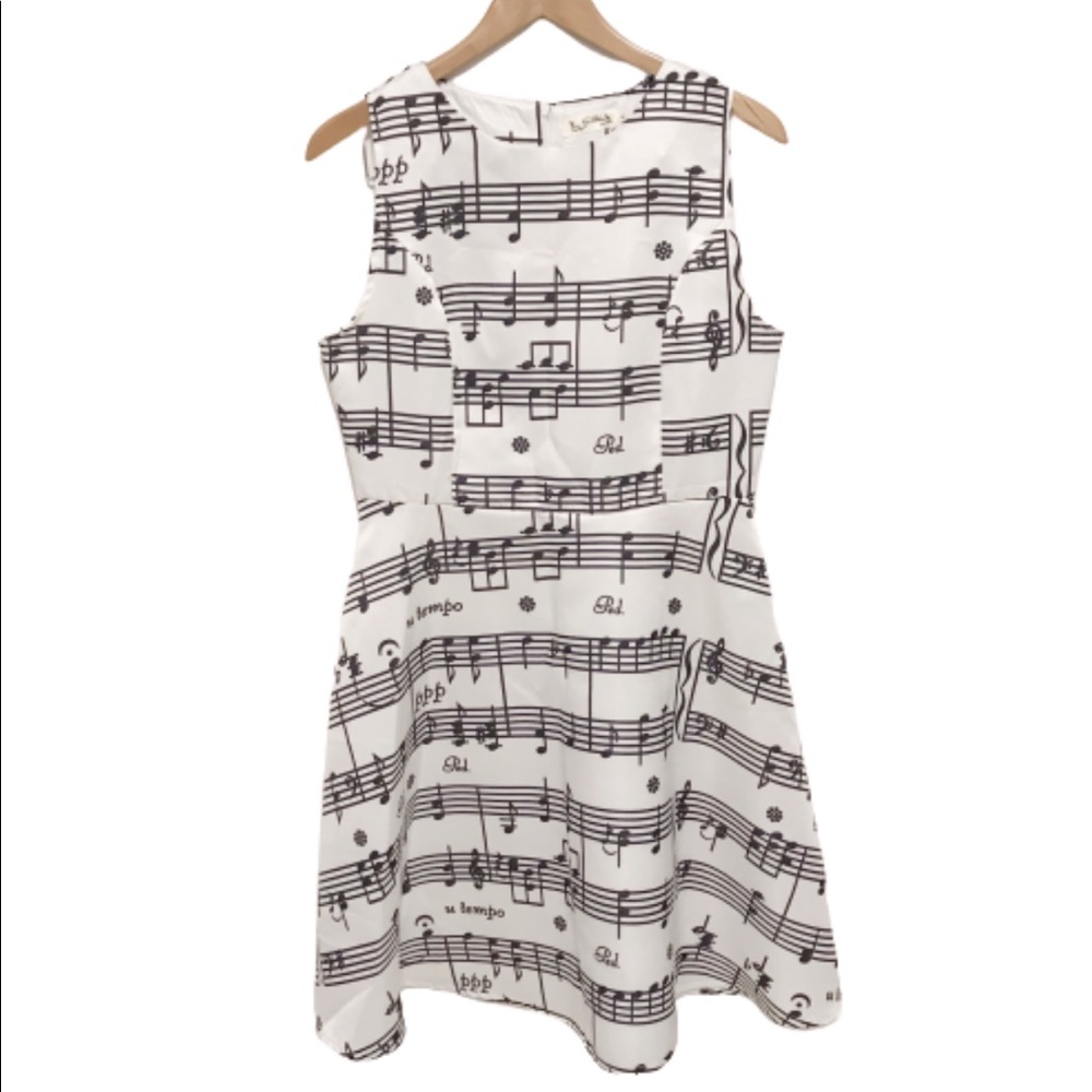 Musical note choir teacher fit and flare dress L